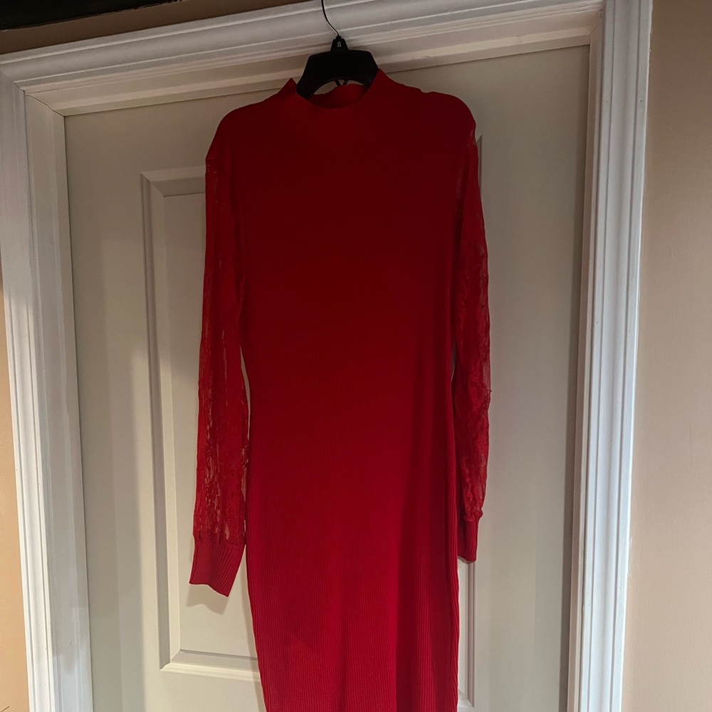 Red sweater dress
